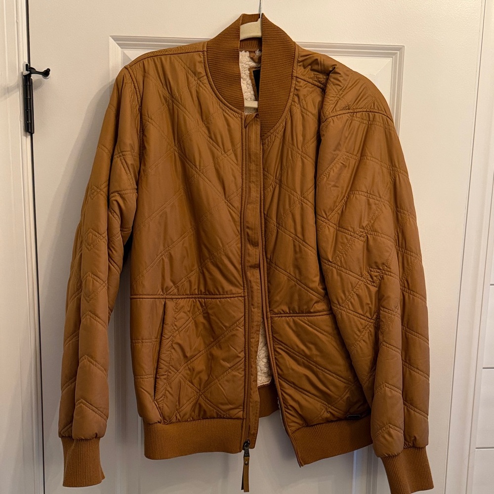 Prana Brown Quilted Bomber Jacket